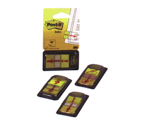 Indeksi 25*43mm, 50 lapim, "!" , plastikta